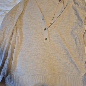 LOFT Men's Light Beige V-Neck Sweater